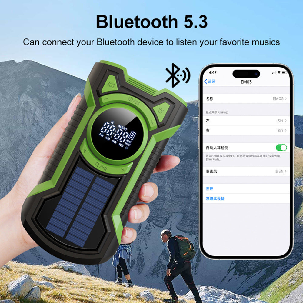 Suvivor 5000 All-in-1™ : Nødradio, Powerbank (5000mAh), lygte, Bluetooth